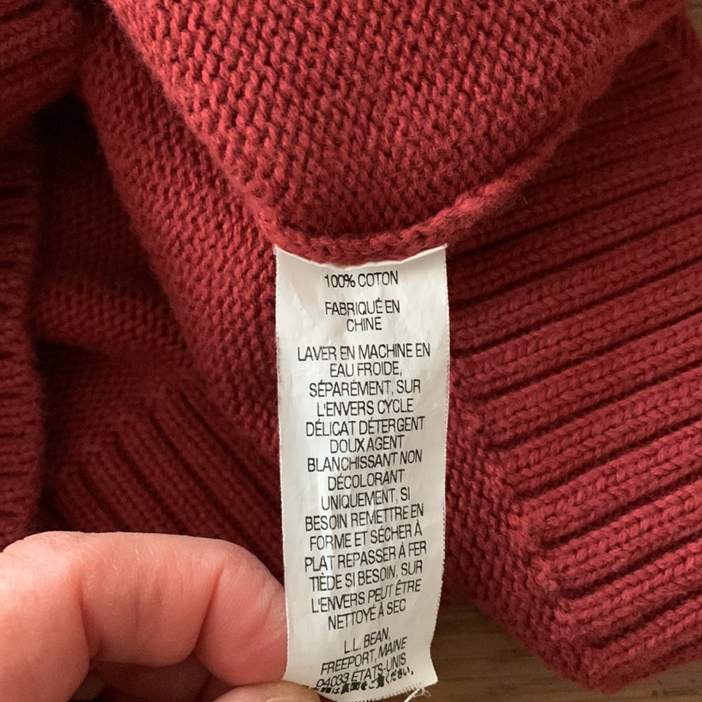 🍎LL Bean red cotton 1/4 zip sweater. Size XXL-Regular. - Picture 3 of 5